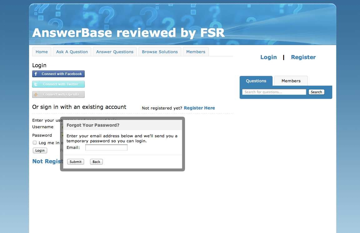 Answerbase - Forgot your Password